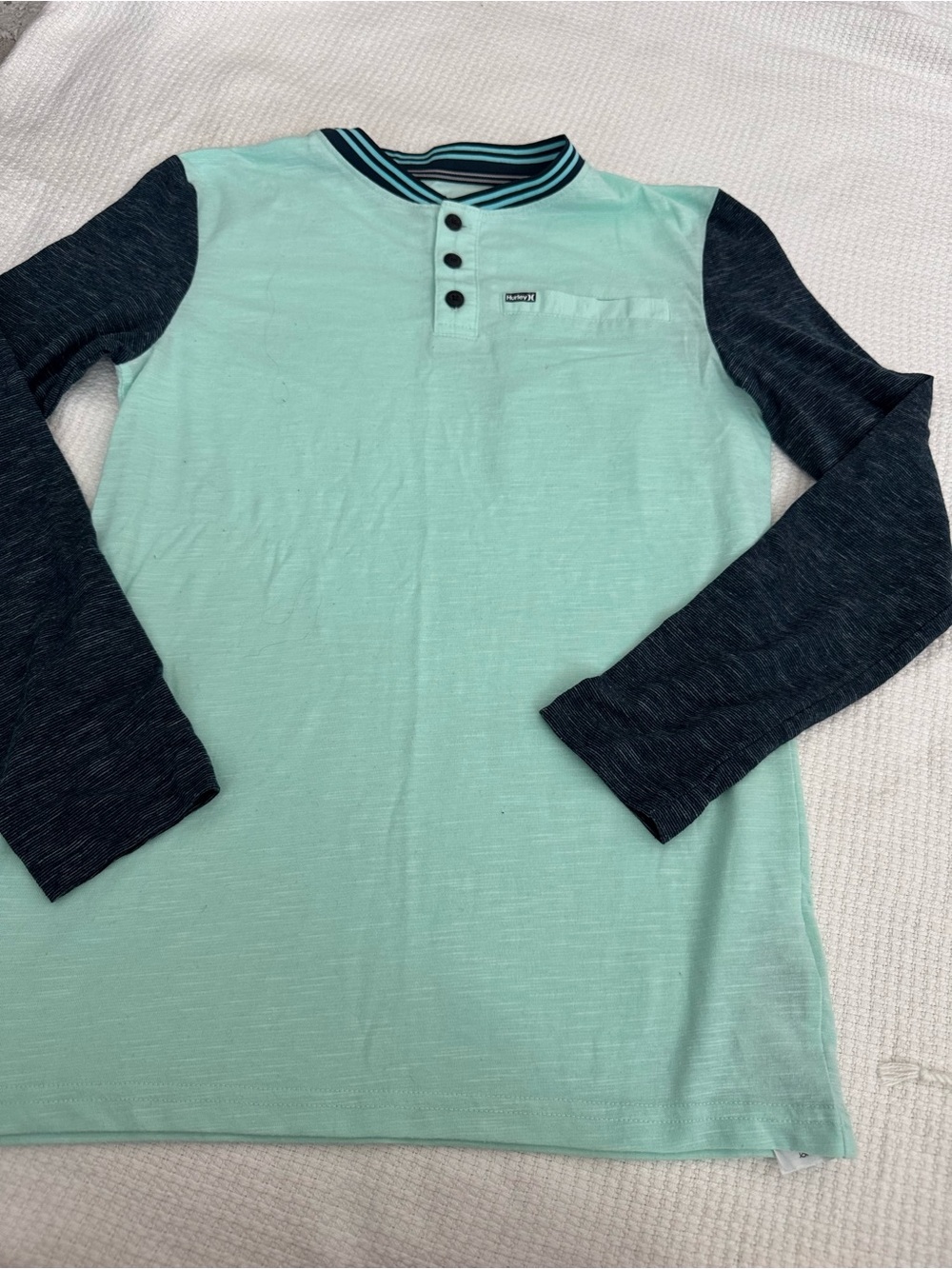 Hurley Mint Green and Grey Long Sleeve Henley